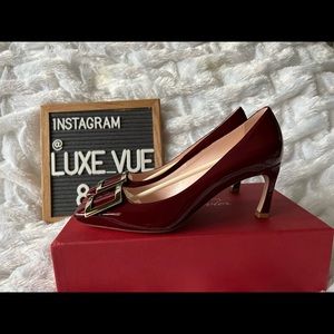 ⛔️SOLD⛔️Roger Vivier Dec Belle Vivier Trompette Patent Pump Dark Red SIZE 38